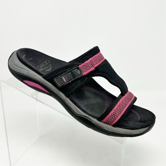 Abeo Women's Slip-On Sandals Black Pink Size 8 Casual Summer Sporty Sandals - Picture 1 of 11